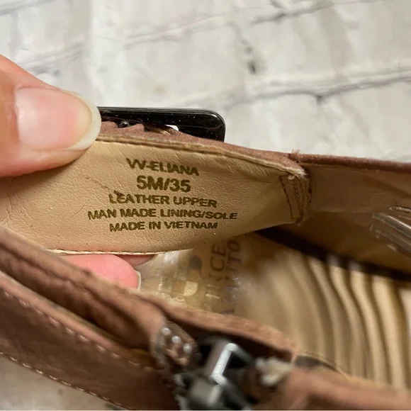 Vince Camuto Brown Leather Eliana Strappy Sandal Heels - Picture 6 of 7